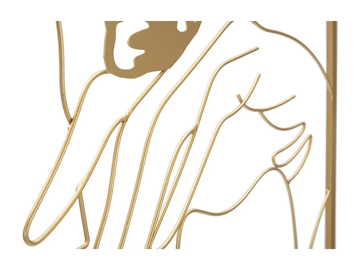 Décoration Murale Encadrée en Métal "Mains Visage" 80cm Or