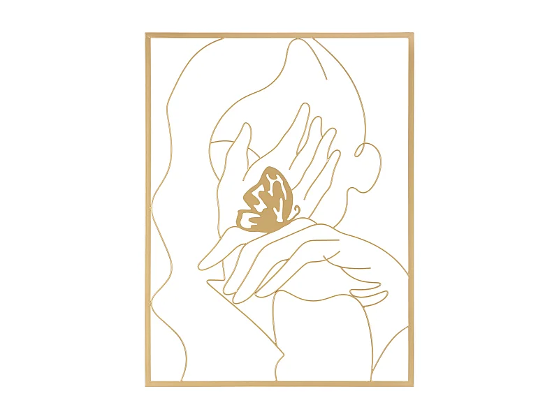 3D decoratief paneel in goudkleurig metaal met wijzers cm 60X1X80