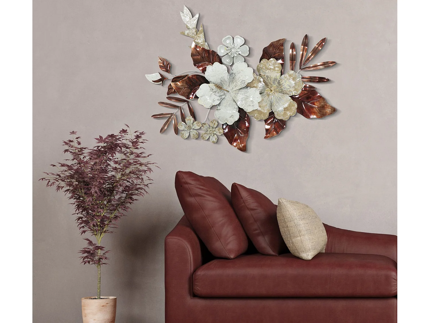 Décoration Murale en Métal "Bouquet" 83cm Multicolore