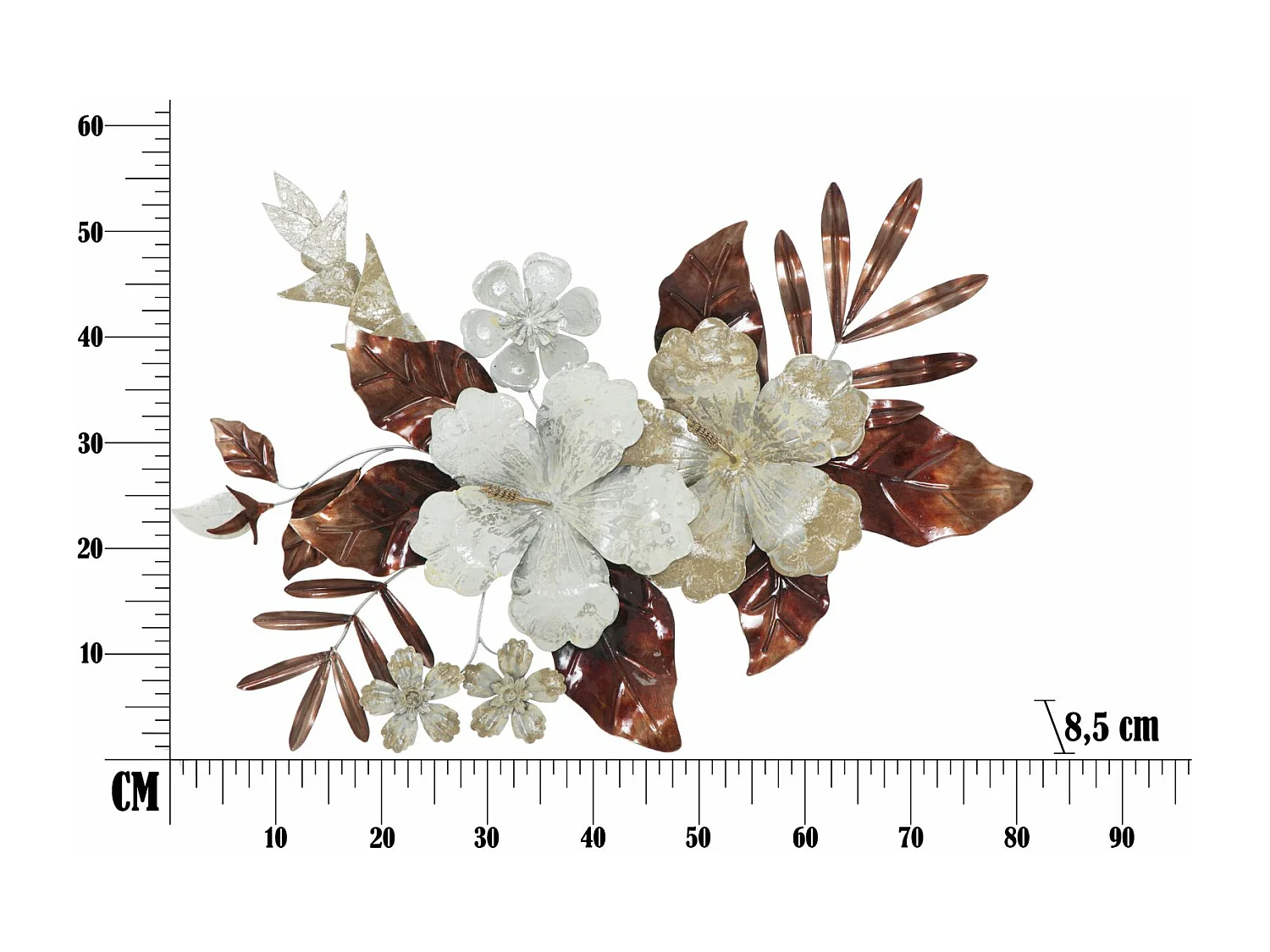 Décoration Murale en Métal "Bouquet" 83cm Multicolore