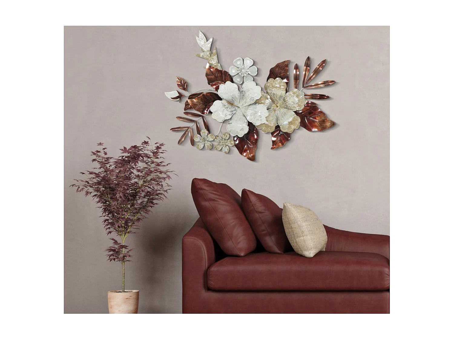Décoration Murale en Métal "Bouquet" 83cm Multicolore