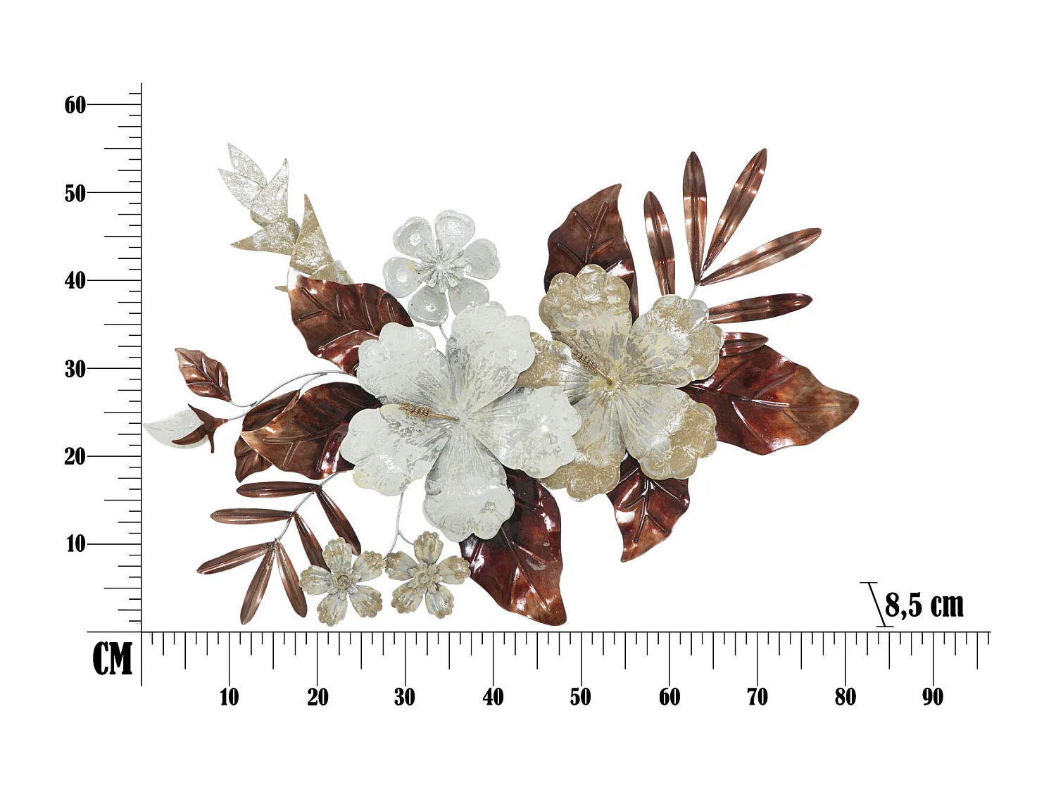 Décoration Murale en Métal "Bouquet" 83cm Multicolore