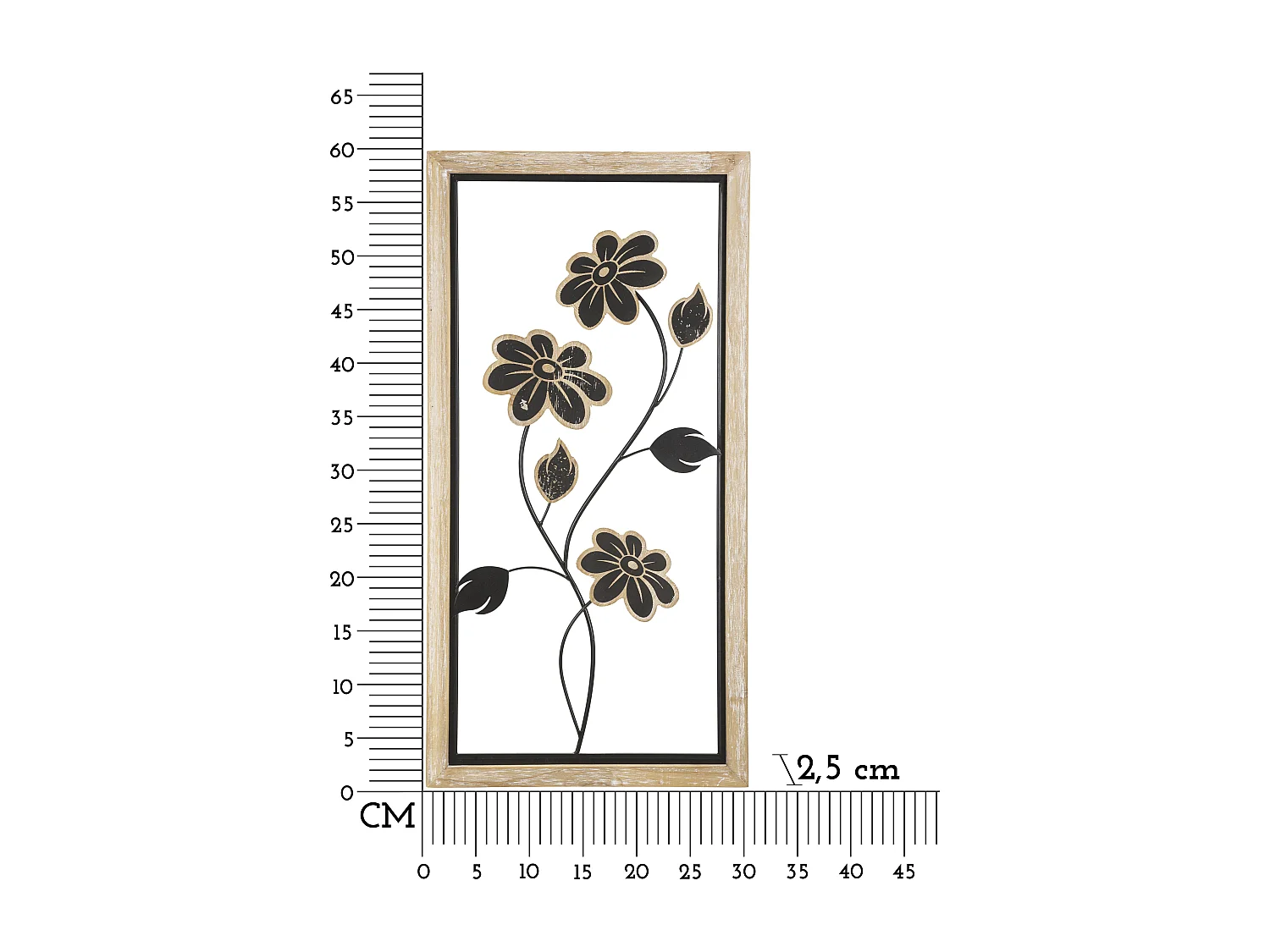 Décoration Murale Encadrée "Girish" 60cm Naturel & Noir