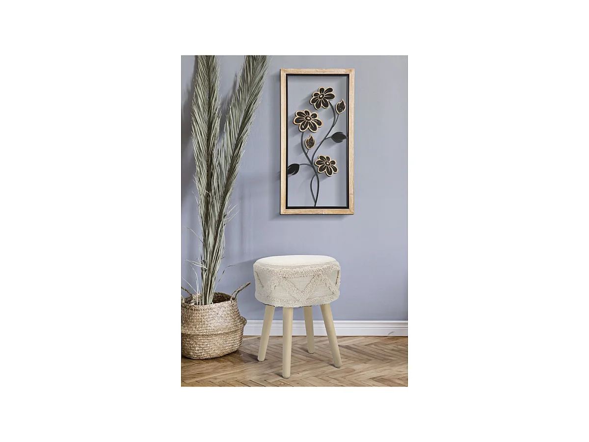 Décoration Murale Encadrée "Girish" 60cm Naturel & Noir