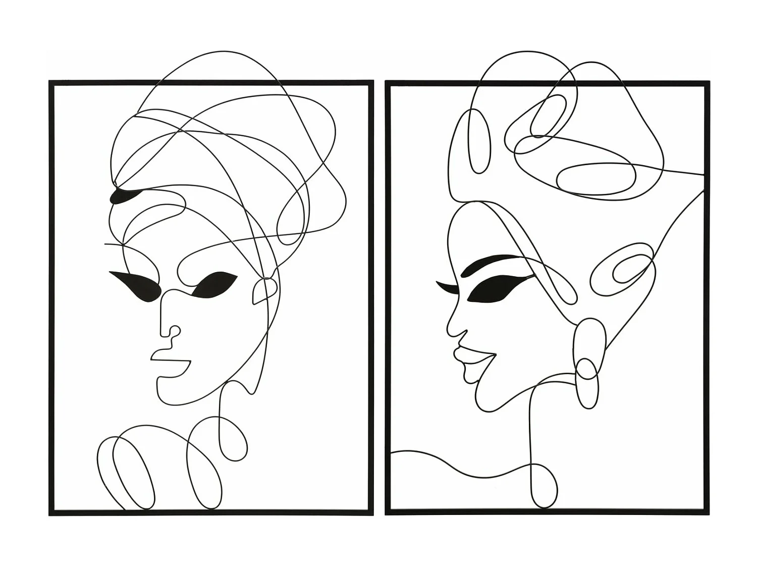 Lot de 2 panneaux décoratifs 3D faces en métal noir 70x1x100 cm