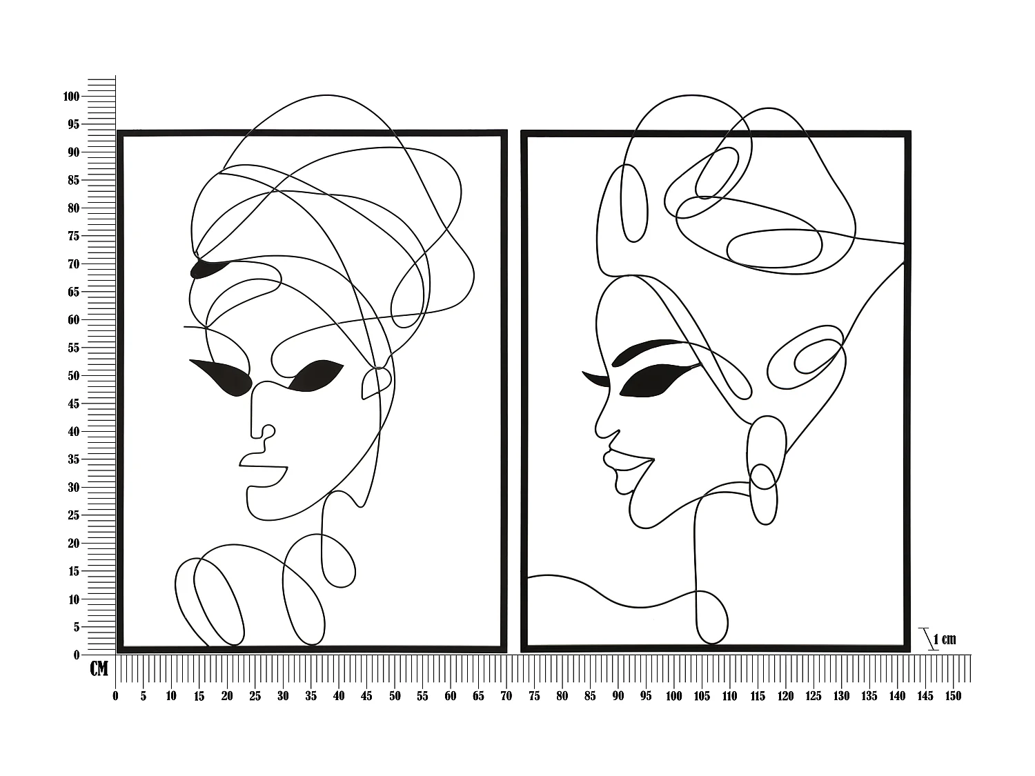 Lot de 2 panneaux décoratifs 3D faces en métal noir 70x1x100 cm