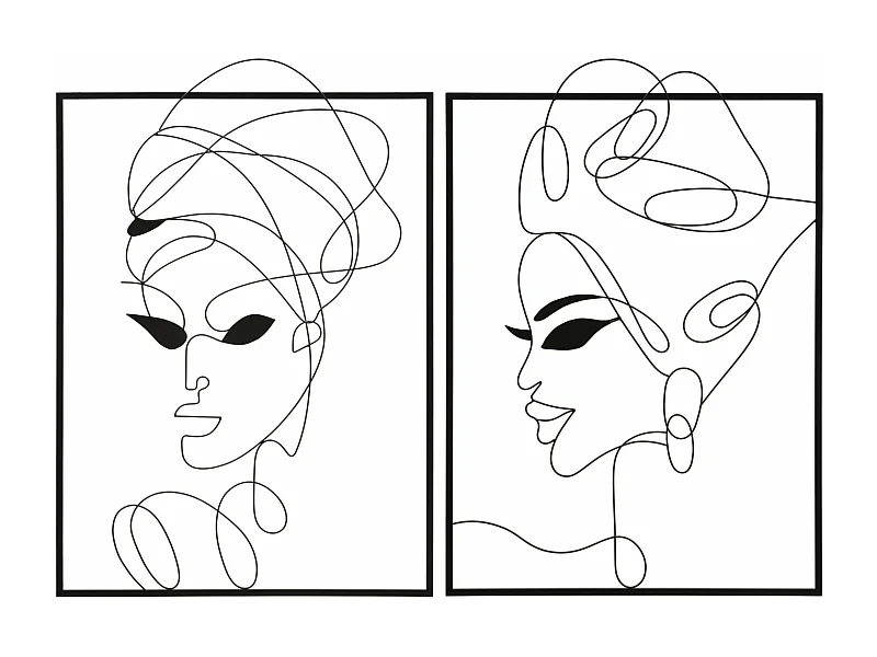 Lot de 2 panneaux décoratifs 3D faces en métal noir 70x1x100 cm