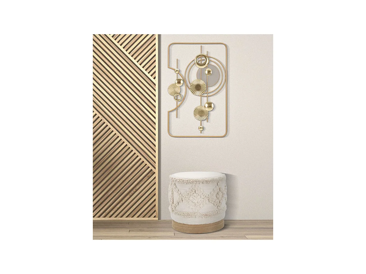 3D abstract decoratief paneel in goudkleurig metaal, 49,5x3,8x80 cm