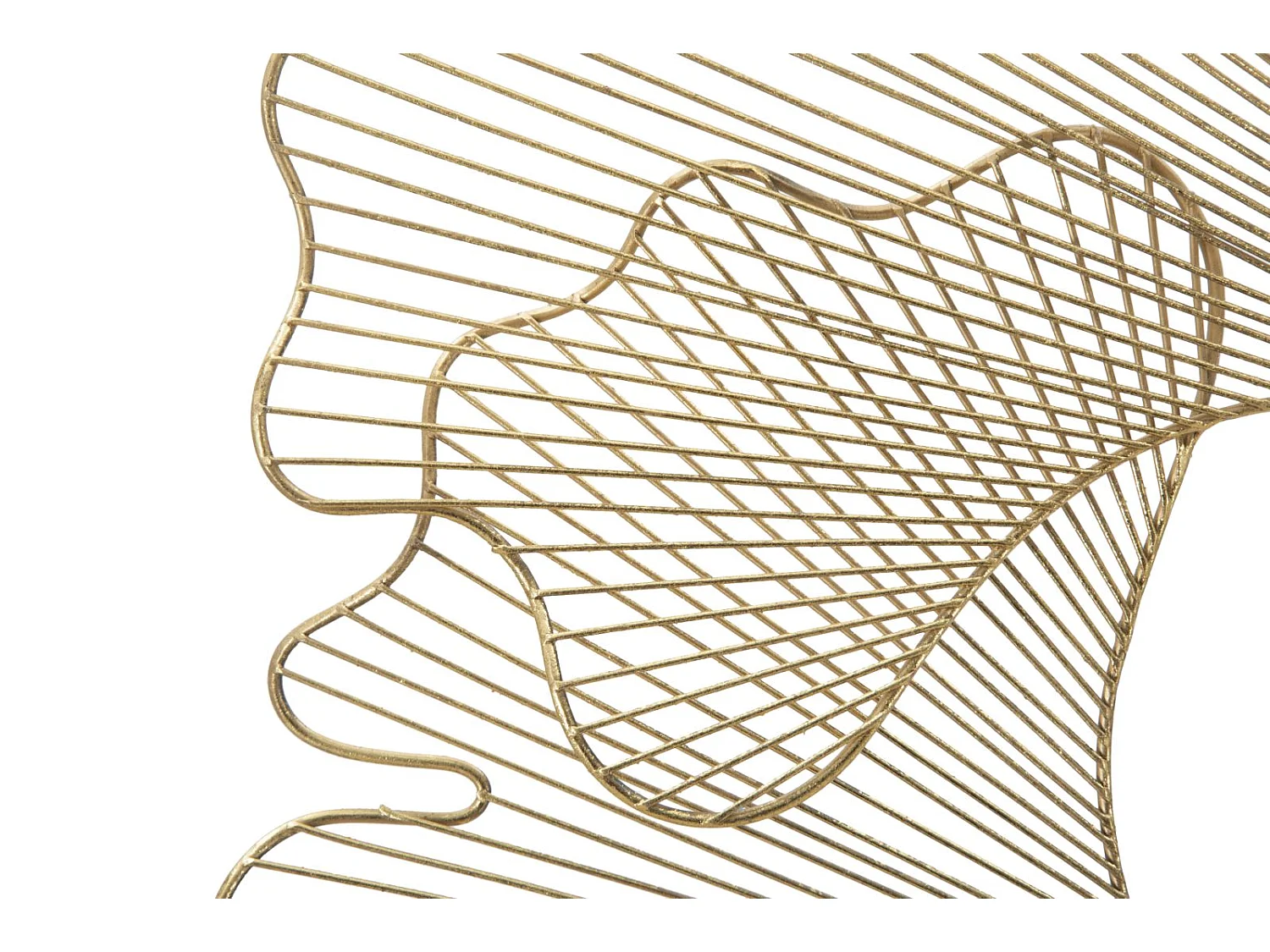 Pannello decorativo 3D in metallo dorato con foglie cm 79x5x68