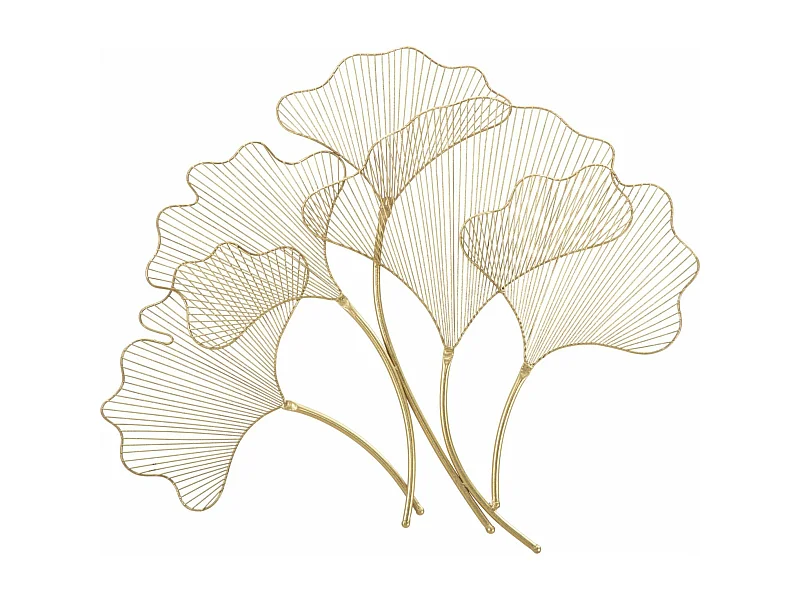 3D decoratief paneel in goudkleurig metaal met bladeren 79x5x68 cm