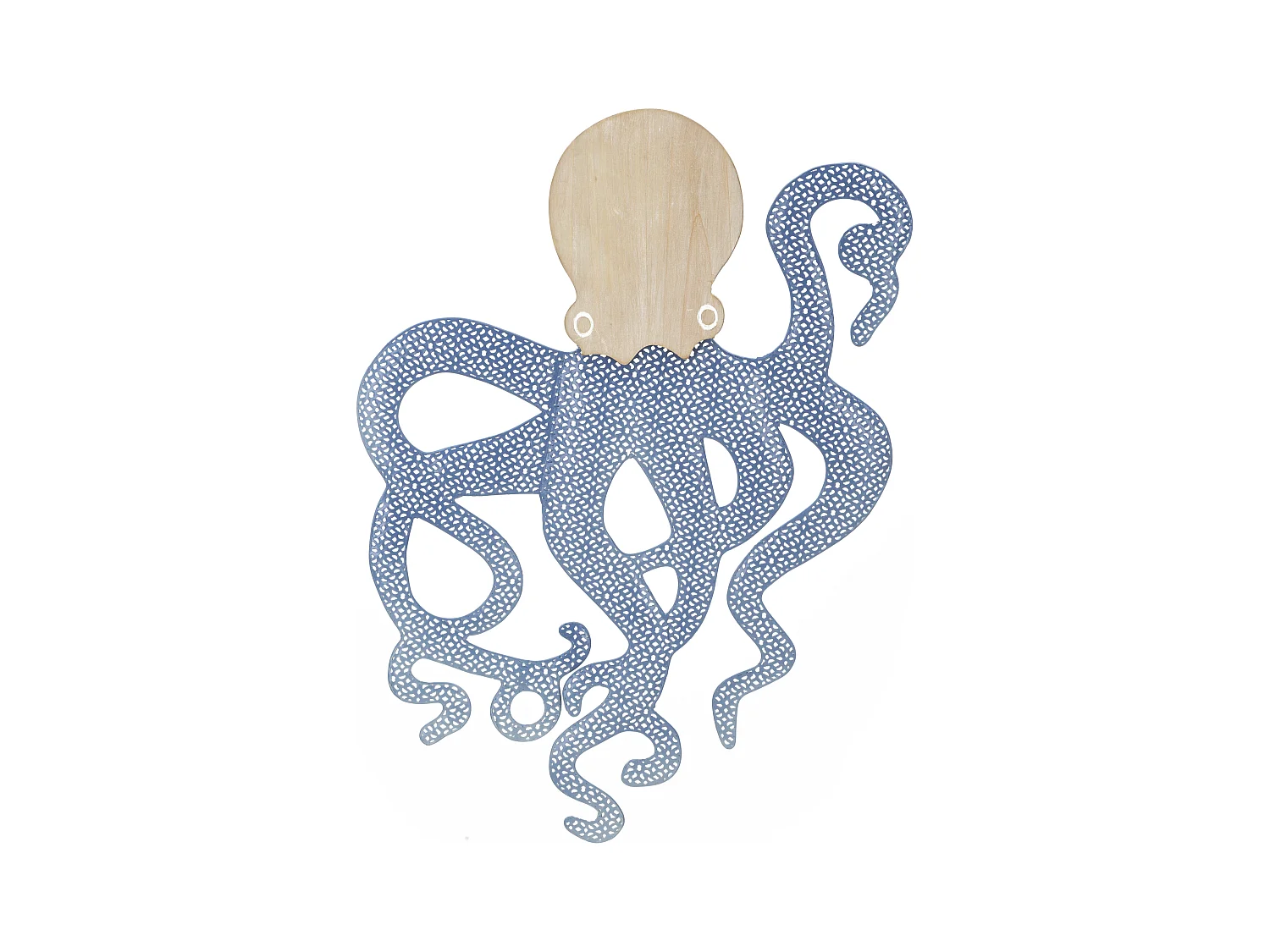 Décoration Murale en Métal "Pieuvre" 57cm Naturel & Bleu