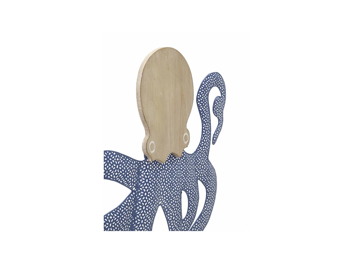 Décoration Murale en Métal "Pieuvre" 57cm Naturel & Bleu
