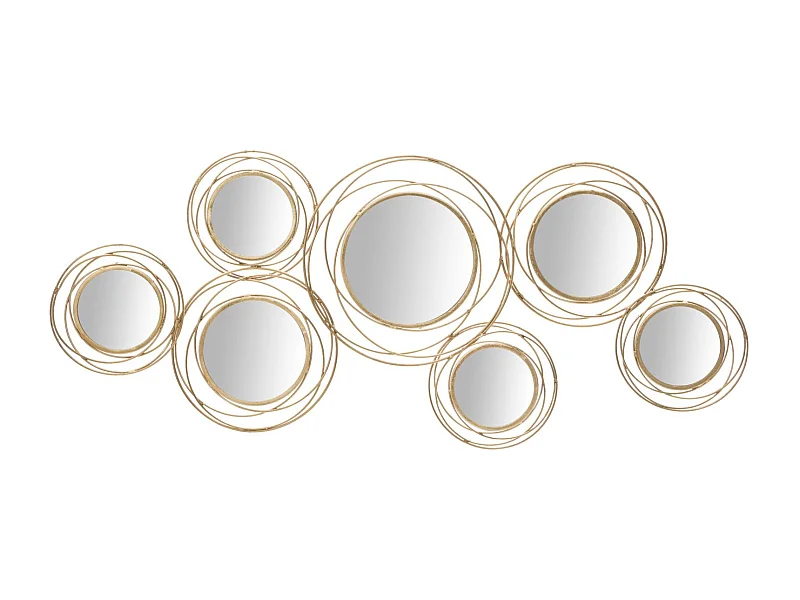 Décoration Murale 7 Miroirs "Ronds" 124cm Or