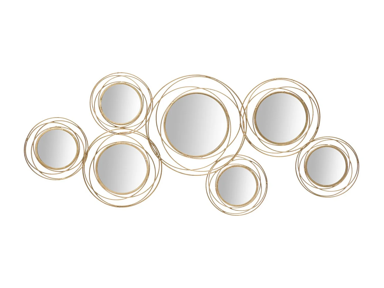 Décoration Murale 7 Miroirs "Ronds" 124cm Or