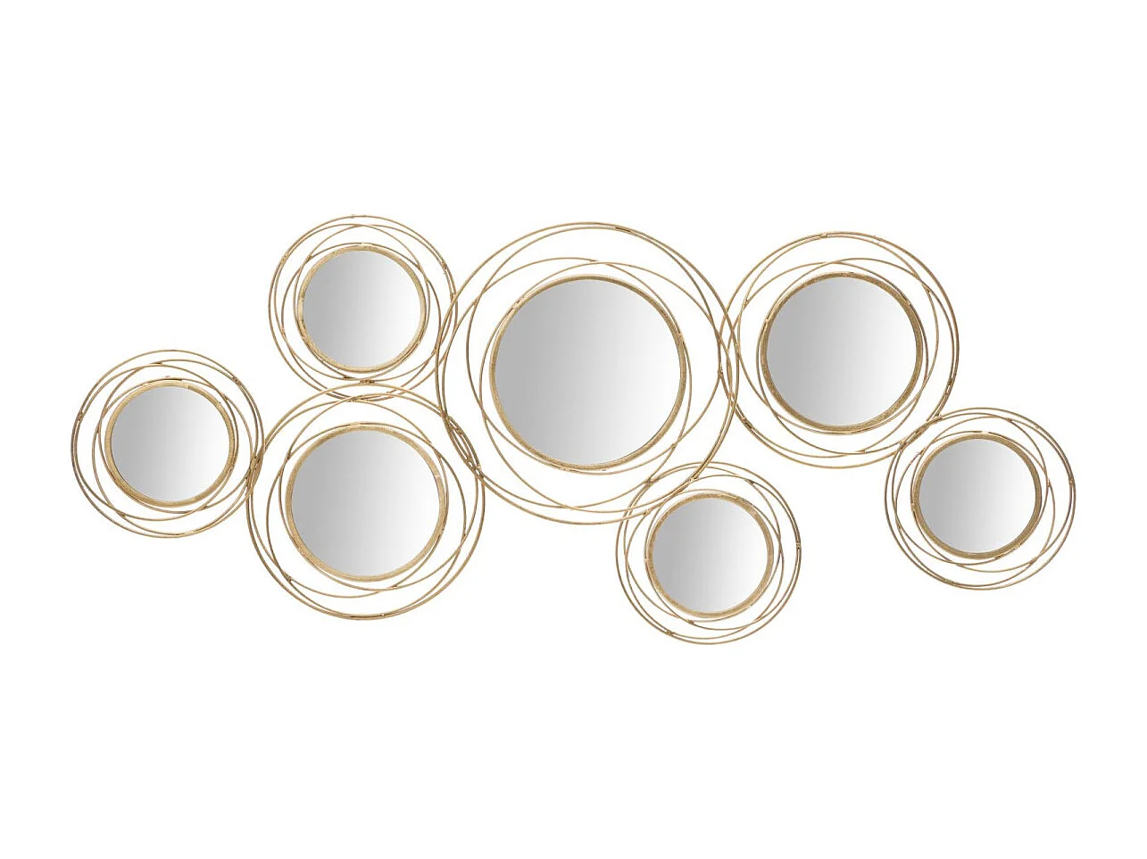Décoration Murale 7 Miroirs "Ronds" 124cm Or