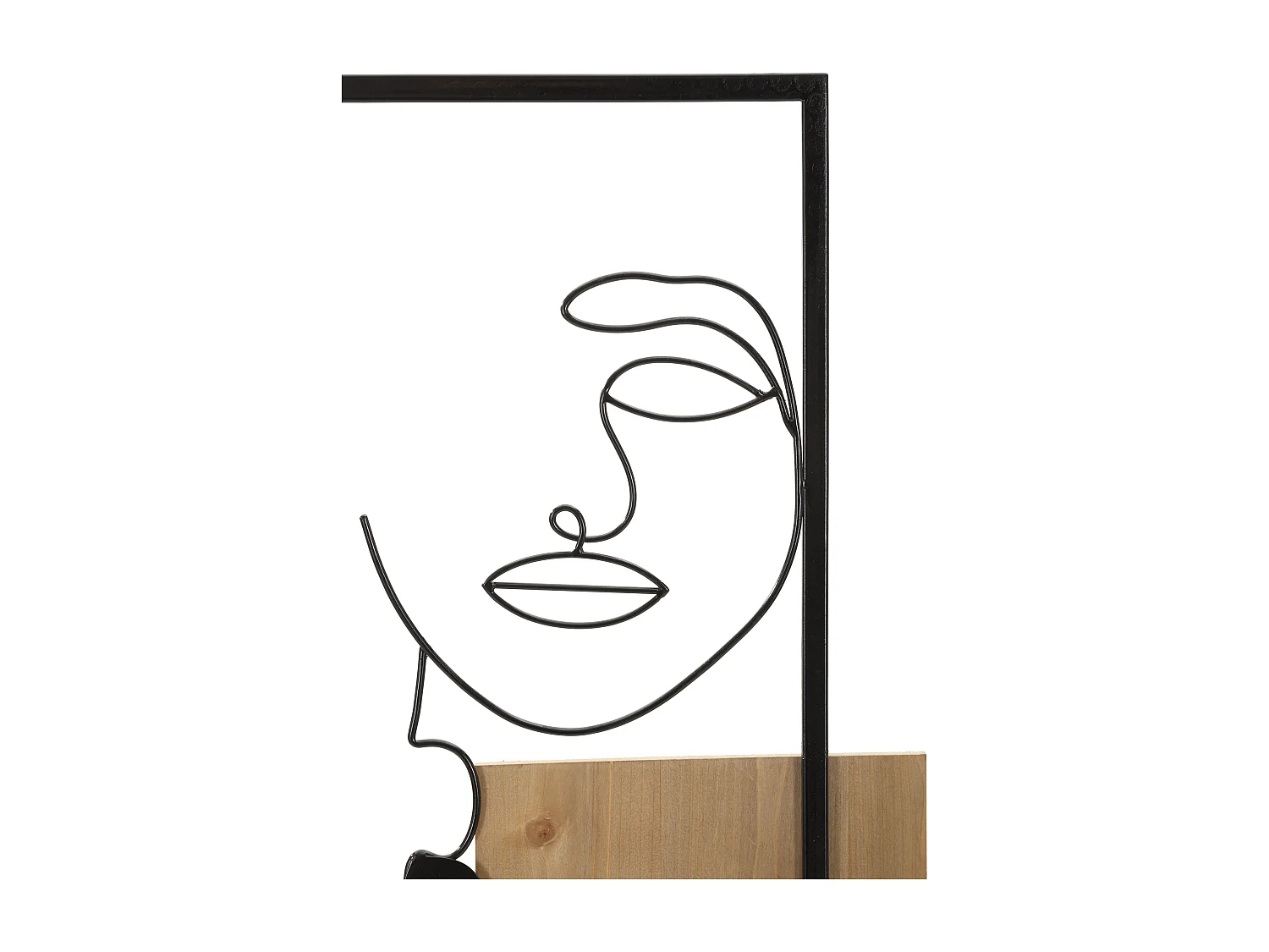 Décoration Murale Encadrée "2 Visages" 90cm Noir & Naturel