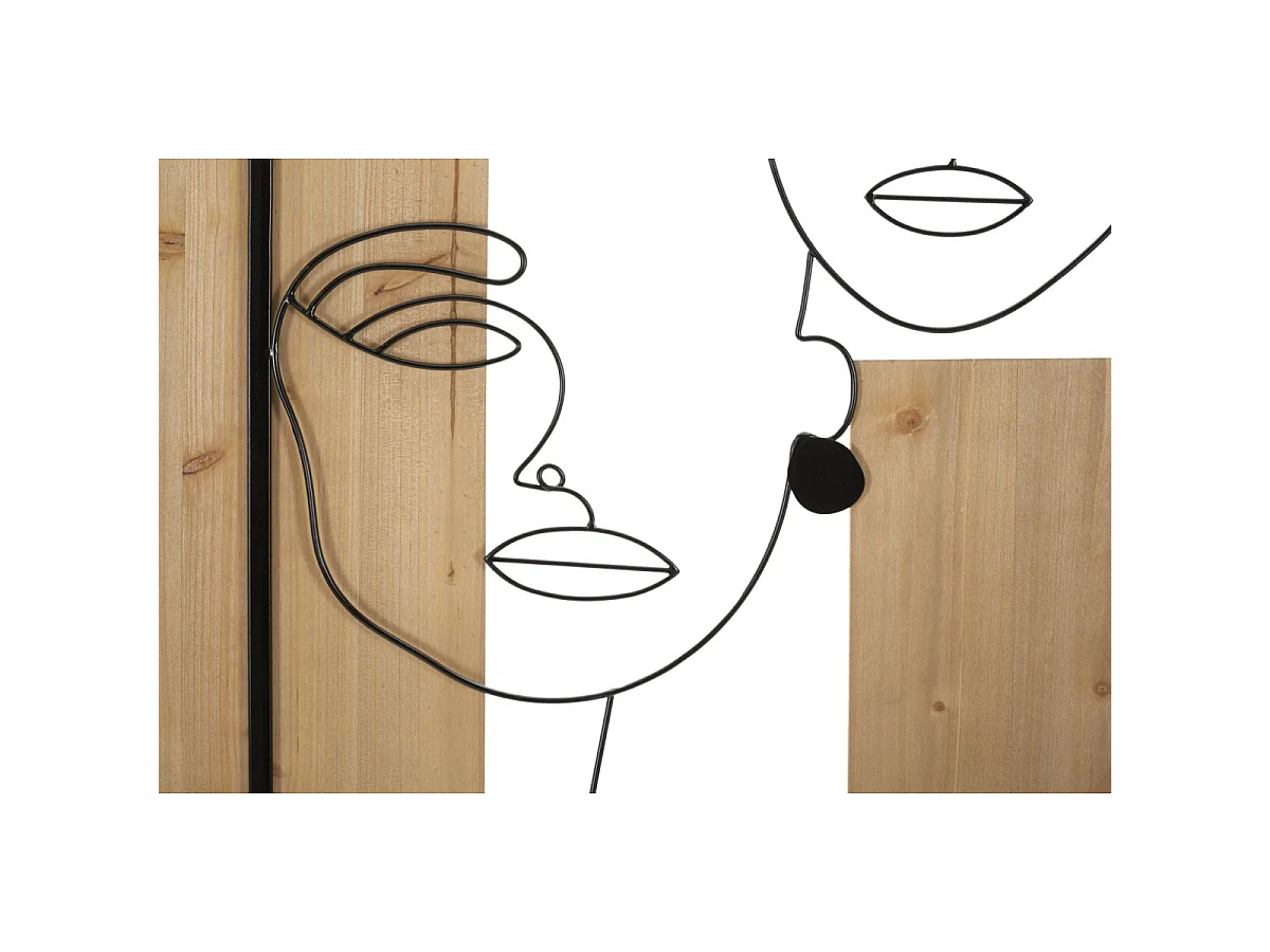 3D-Dekopaneel aus Metall schwarz und Holz braun Gesichter 63x2x90 cm