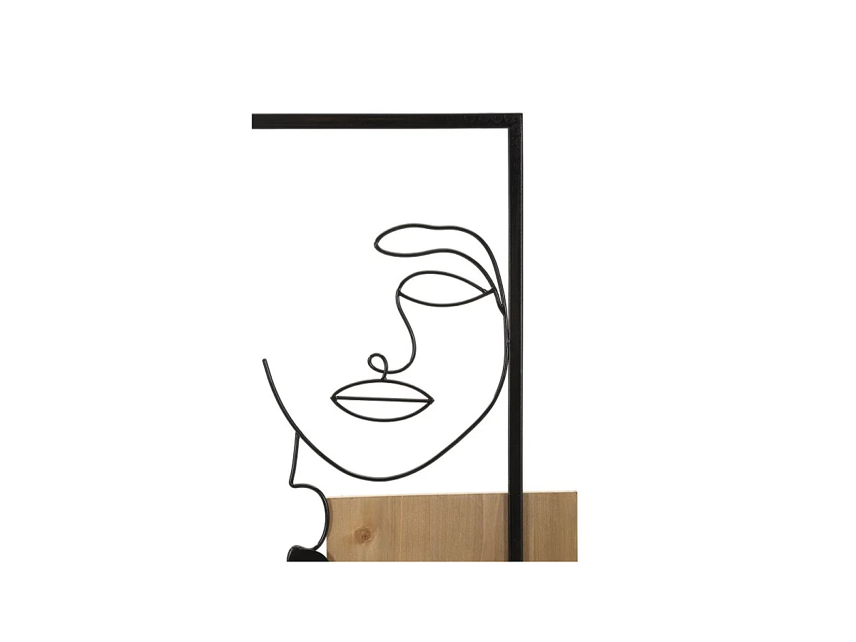 3D-Dekopaneel aus Metall schwarz und Holz braun Gesichter 63x2x90 cm
