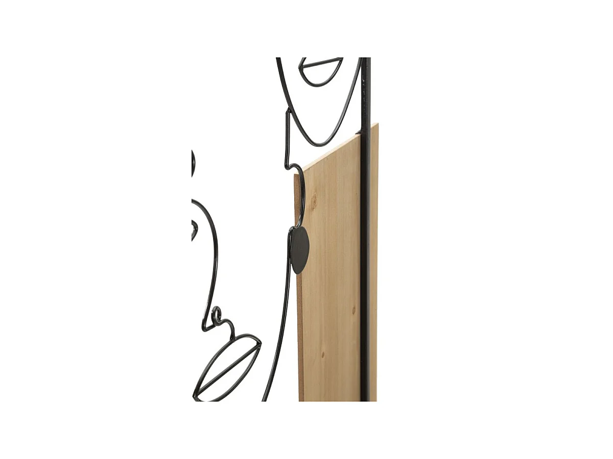 3D-Dekopaneel aus Metall schwarz und Holz braun Gesichter 63x2x90 cm