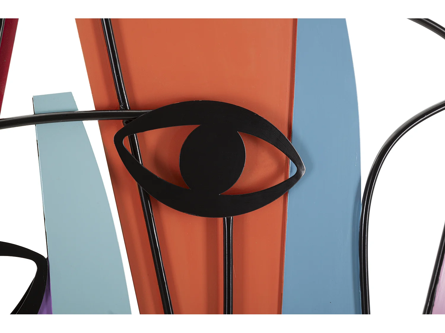 Pannello decorativo 3D in metallo multicolore volti cm 120x2x72