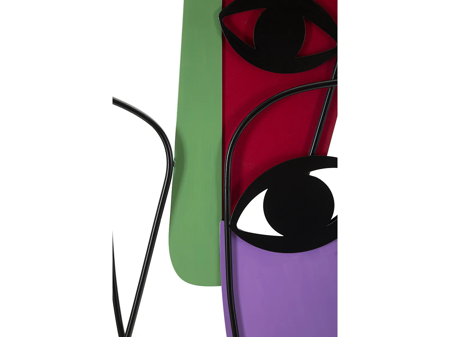 Pannello decorativo 3D in metallo multicolore volti cm 120x2x72