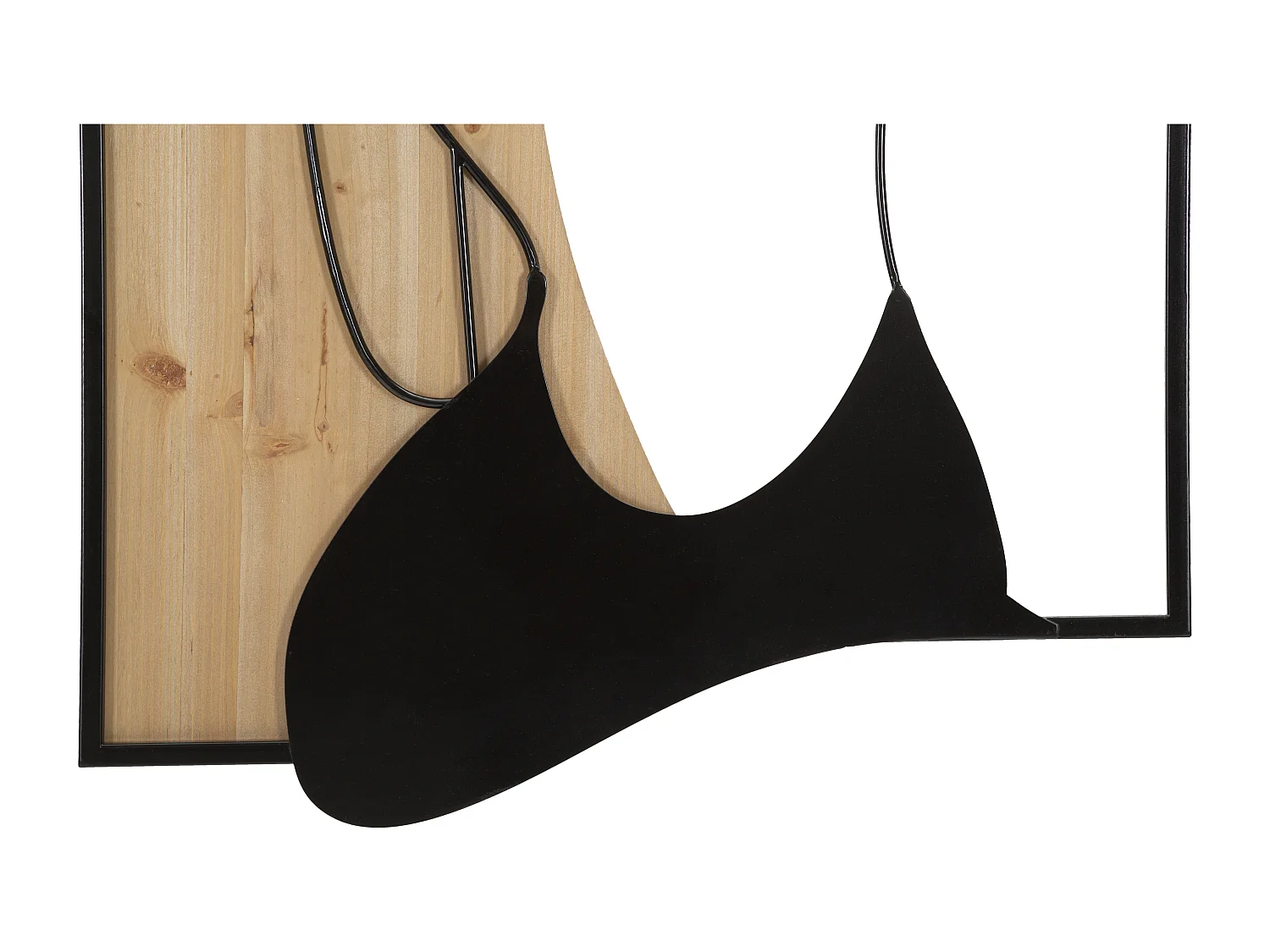 Pannello decorativo 3D in metallo nero legno marrone donna cm 60x2x90