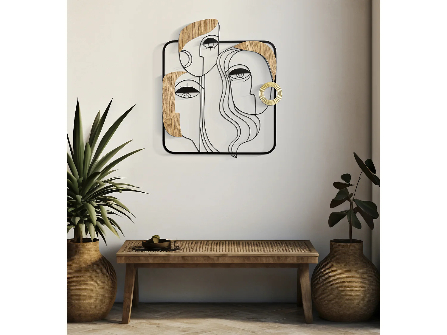 Décoration Murale Encadrée en Métal "Picassy" 63cm Noir