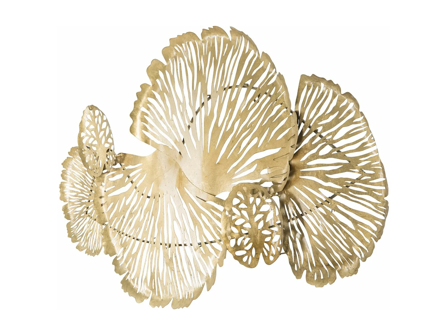 Pannello decorativo 3D in metallo dorato con foglie cm 115x5x64