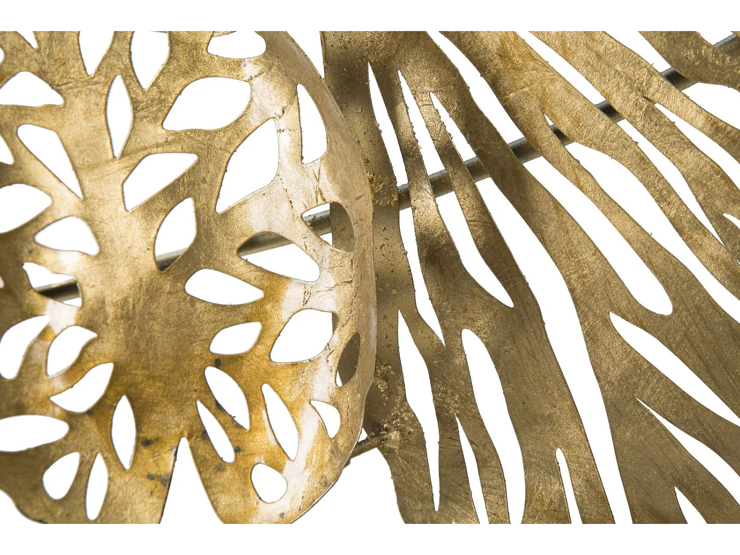 3D-Dekopaneel aus Metall goldfarben mit Blättern 115x5x64 cm