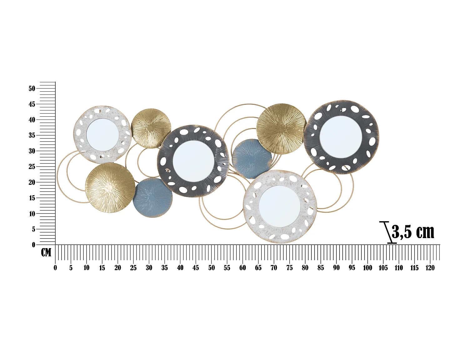 Panneau décoratif 3D en métal multicolore cm 104x3,5x46