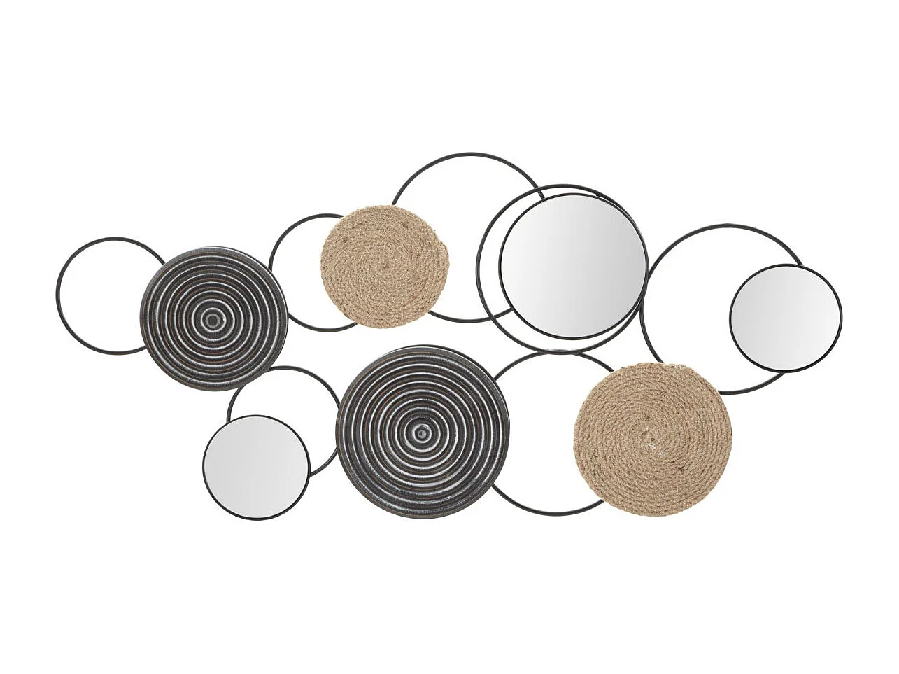 Décoration Murale 3 Miroirs "Triby" 106cm Noir & Marron