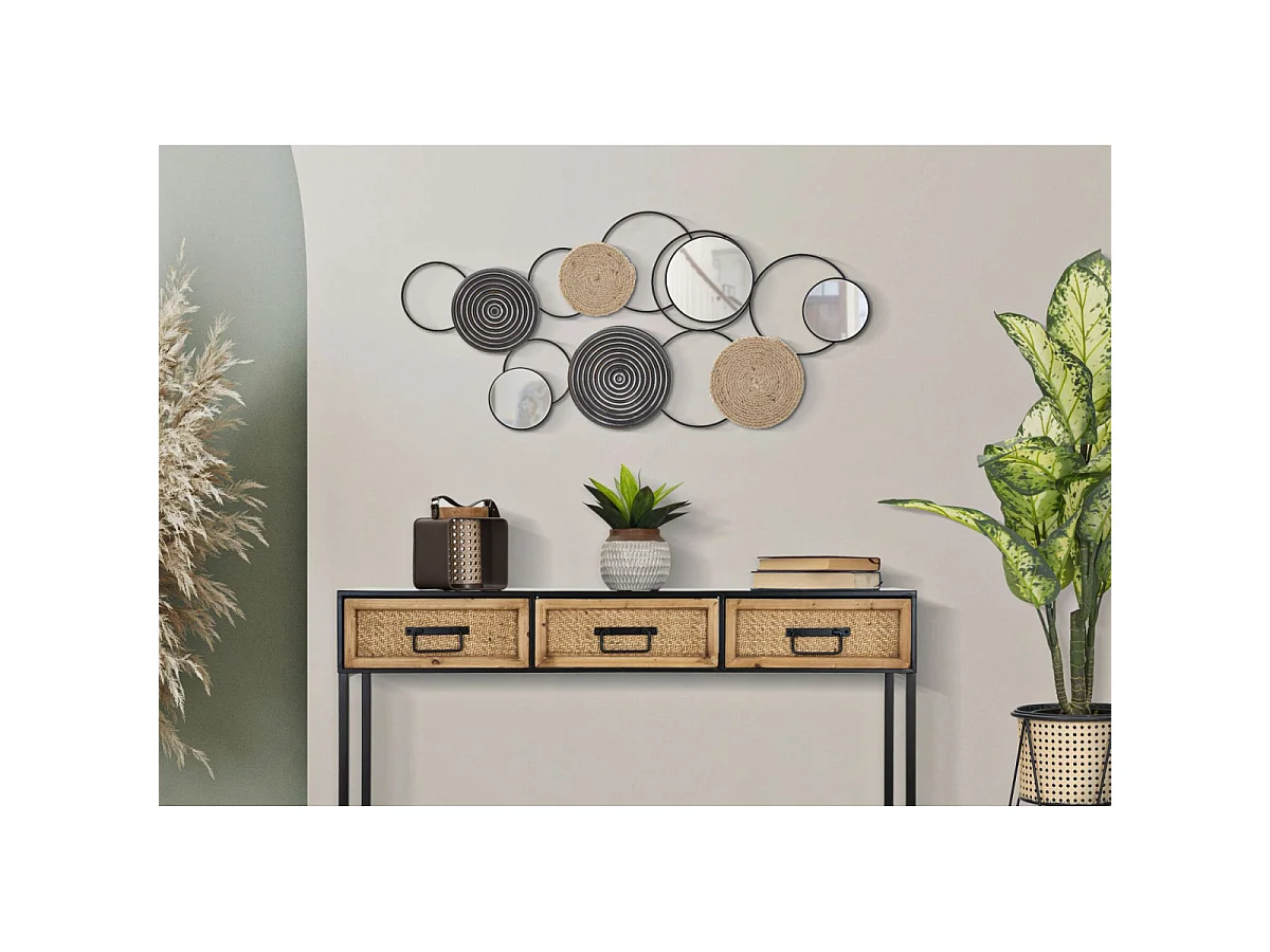 3D-Dekopaneel aus Metall und Holz mehrfarbig 106,5x4,5x52 cm