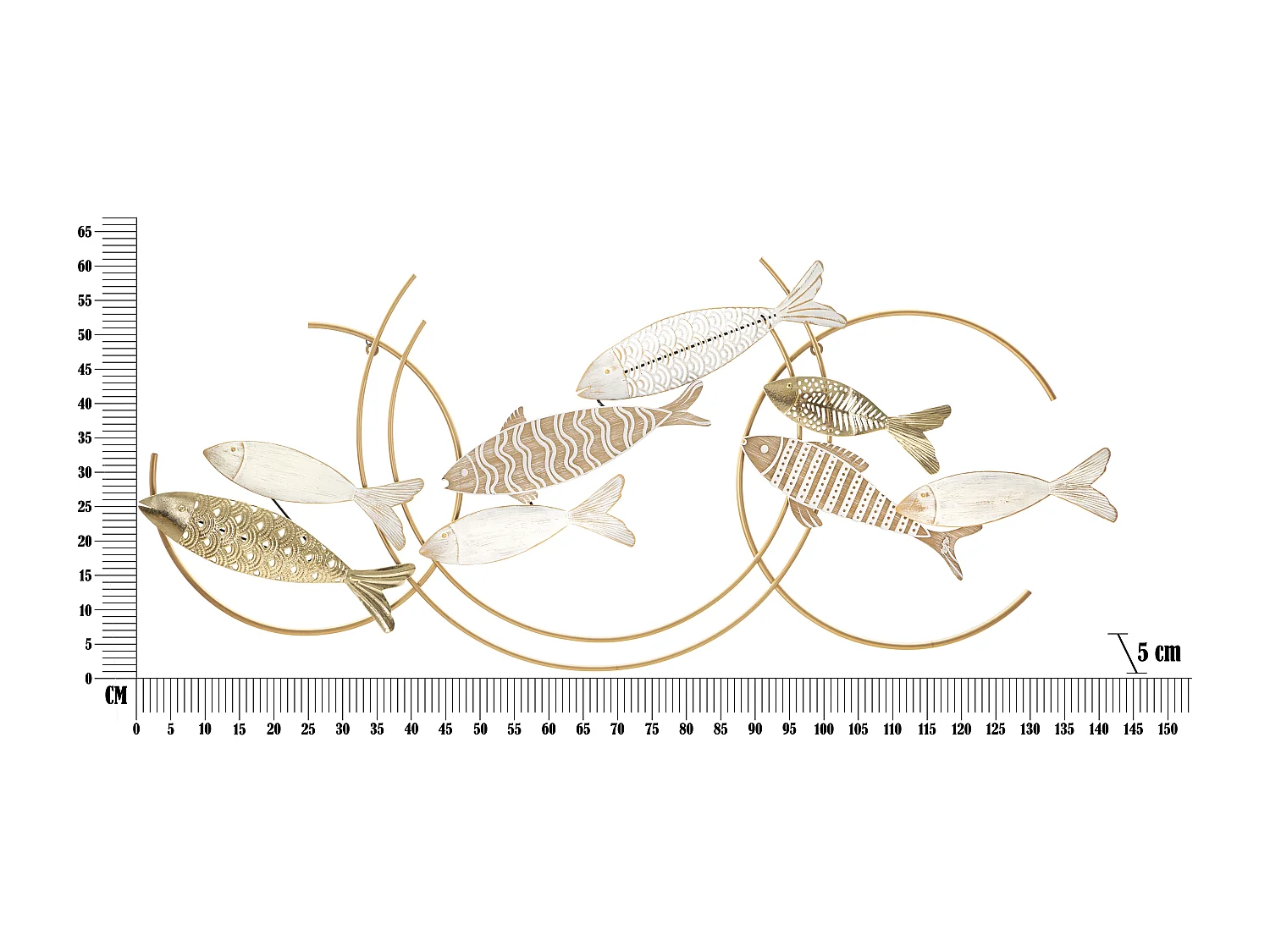 Décoration Murale en Métal "Fishy Move" 142cm Multicolore