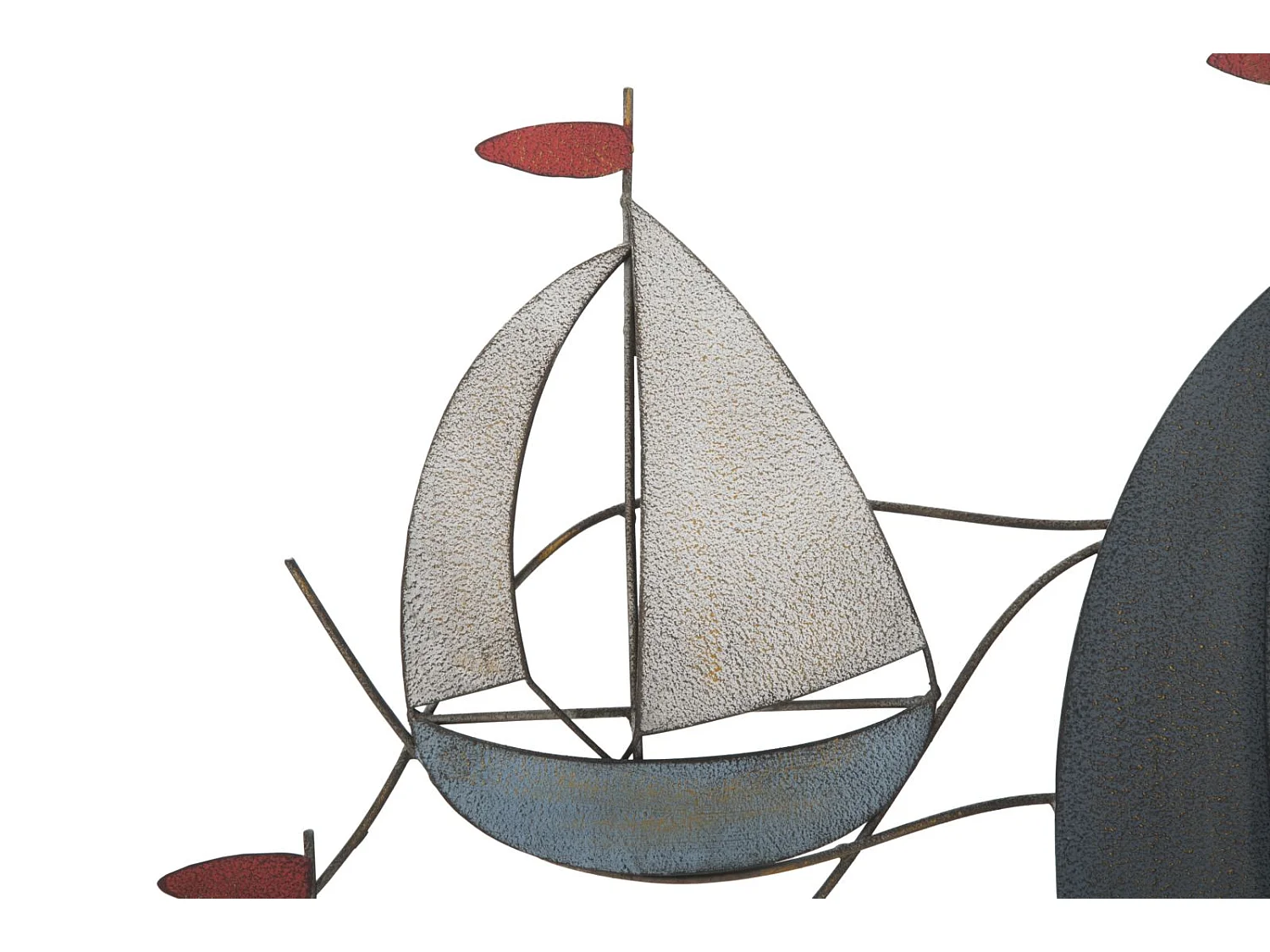 Déco Murale en Métal "Bateaux en Mer" 114cm Multicolore