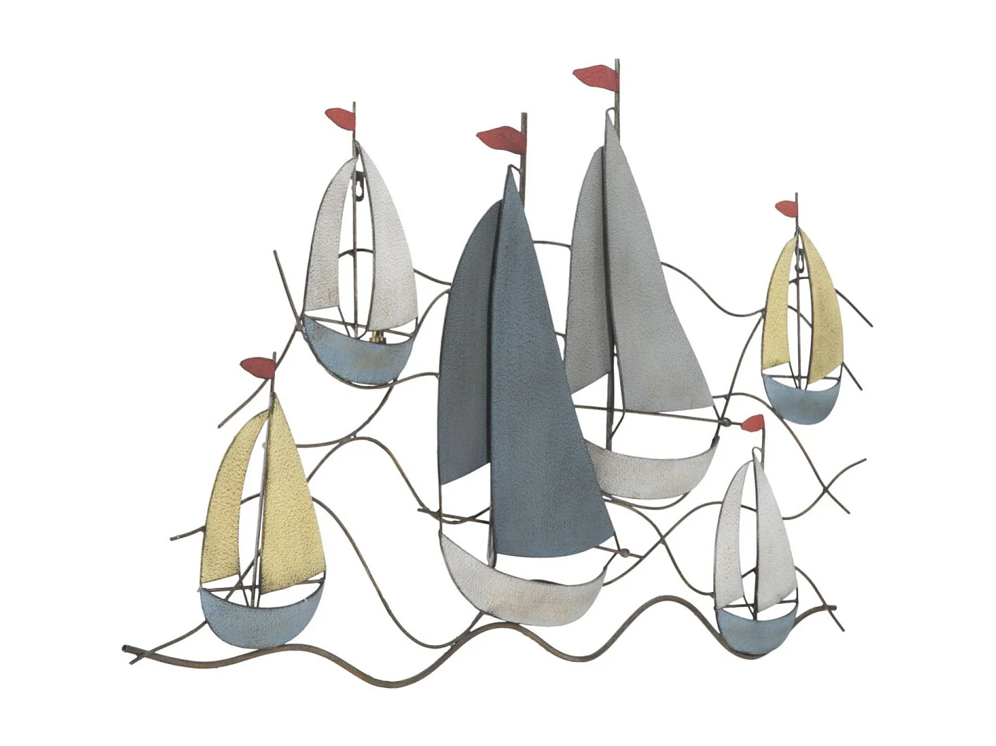 Déco Murale en Métal "Bateaux en Mer" 114cm Multicolore