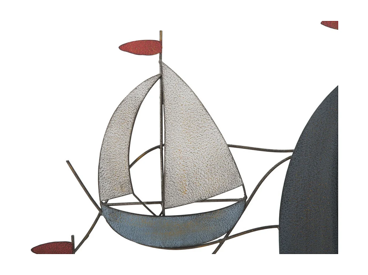 Déco Murale en Métal "Bateaux en Mer" 114cm Multicolore
