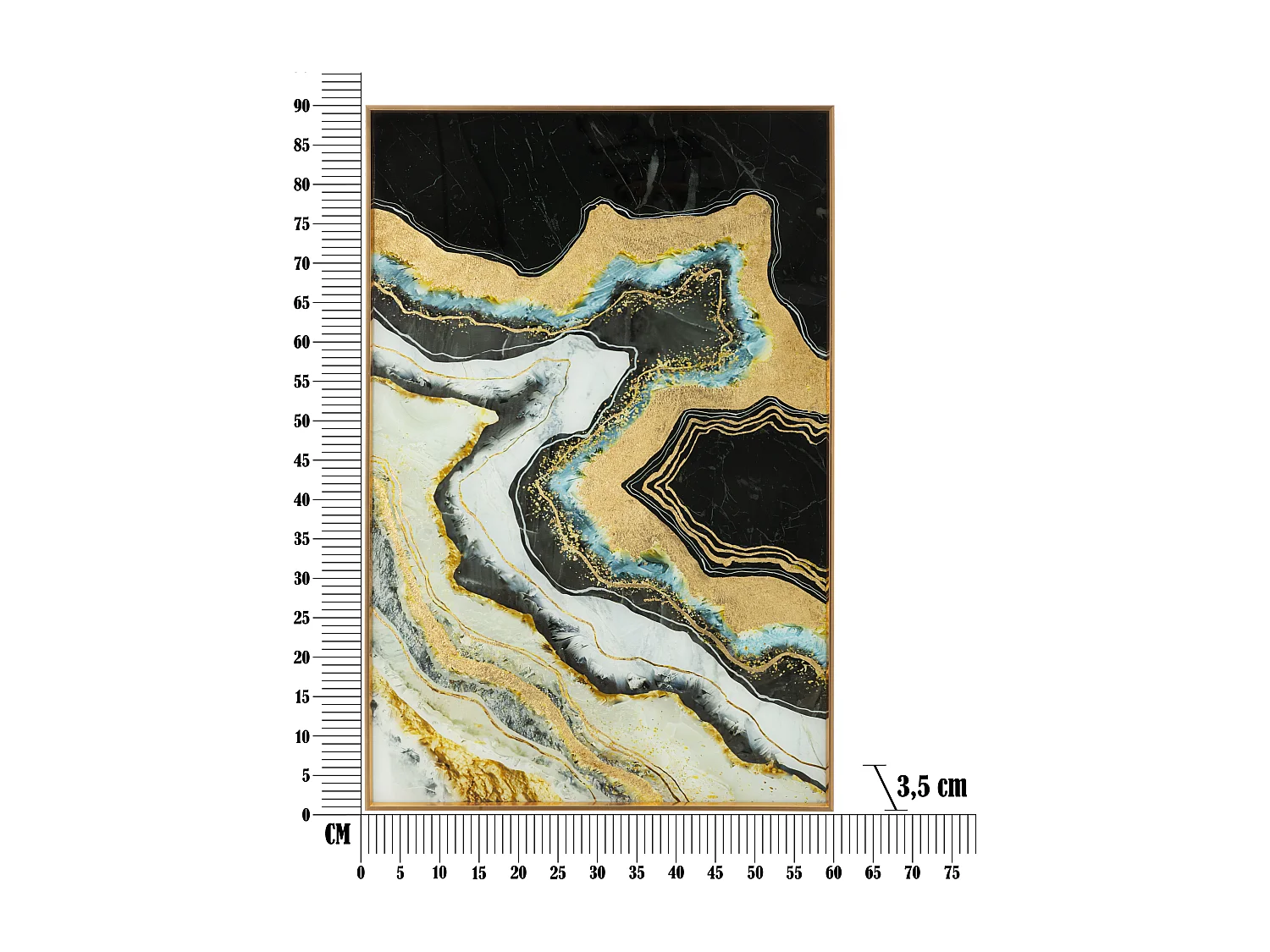 Pannello in vetro astratto con cornice multicolore cm 80x3,5x120