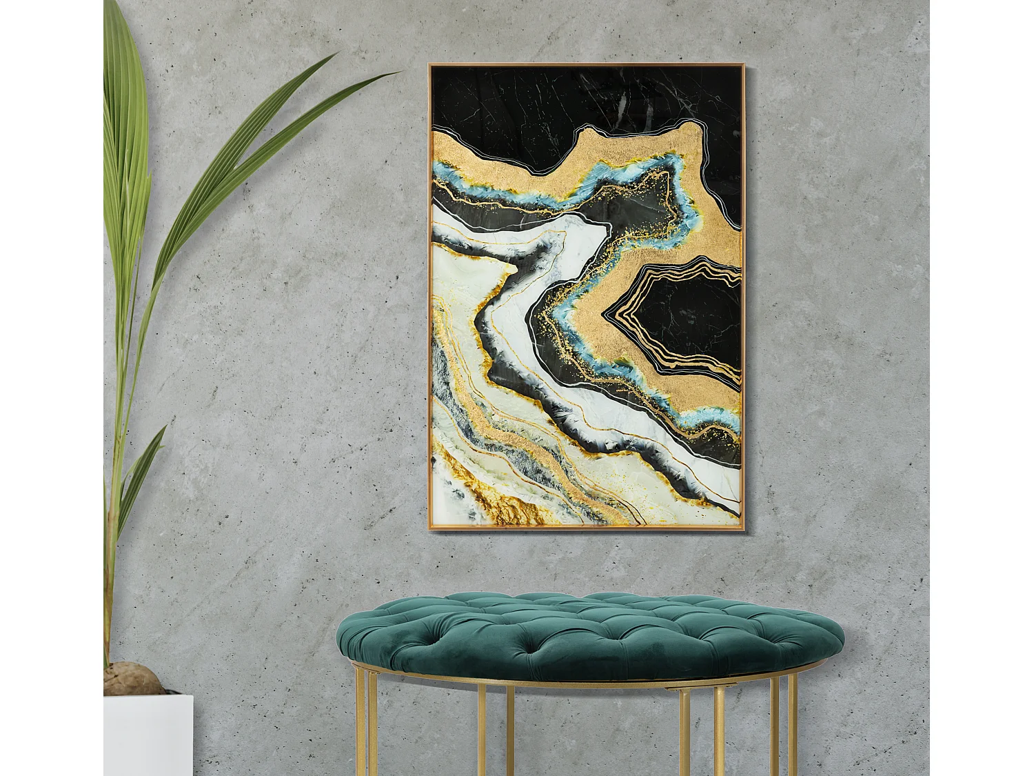 Panneau de verre abstrait avec cadre multicolore 80x3,5x120 cm