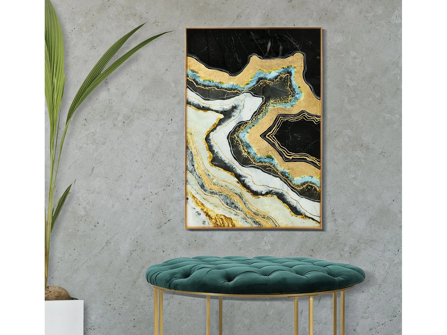 Panneau de verre abstrait avec cadre multicolore 80x3,5x120 cm