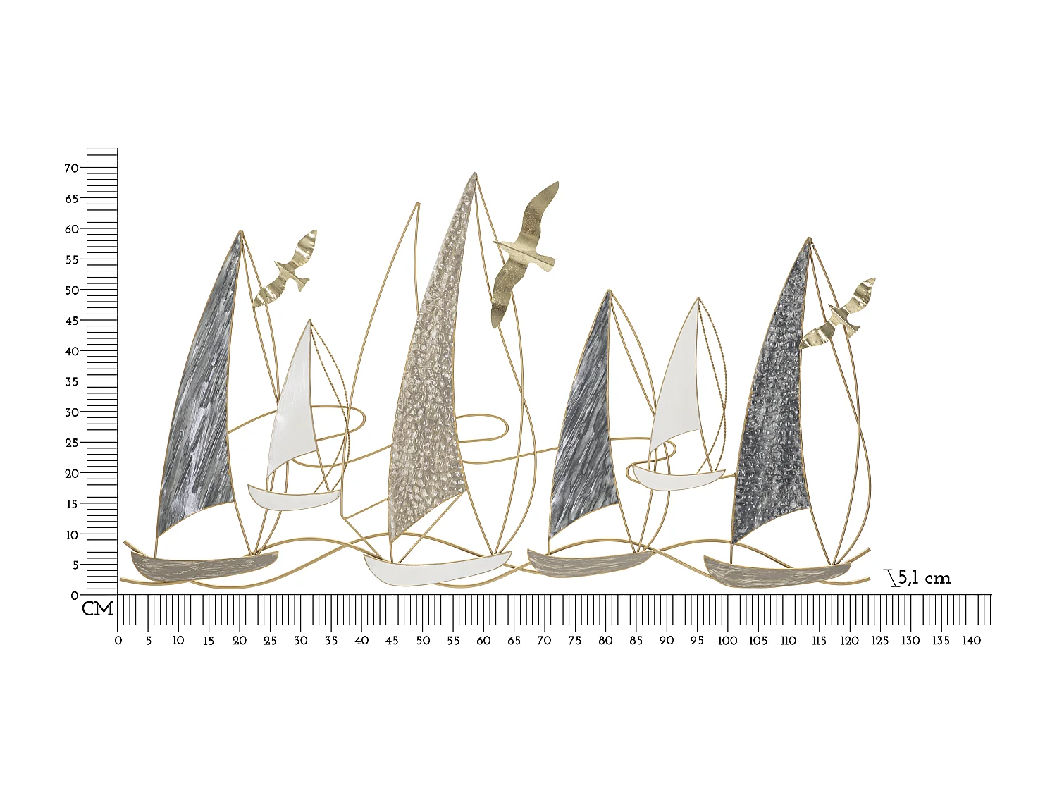 Décoration Murale en Métal "Boat Light" 123cm Multicolore