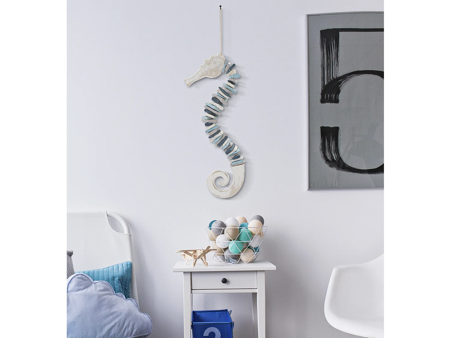 Décoration Murale en Bois "Hippocampe" 55cm Multicolore