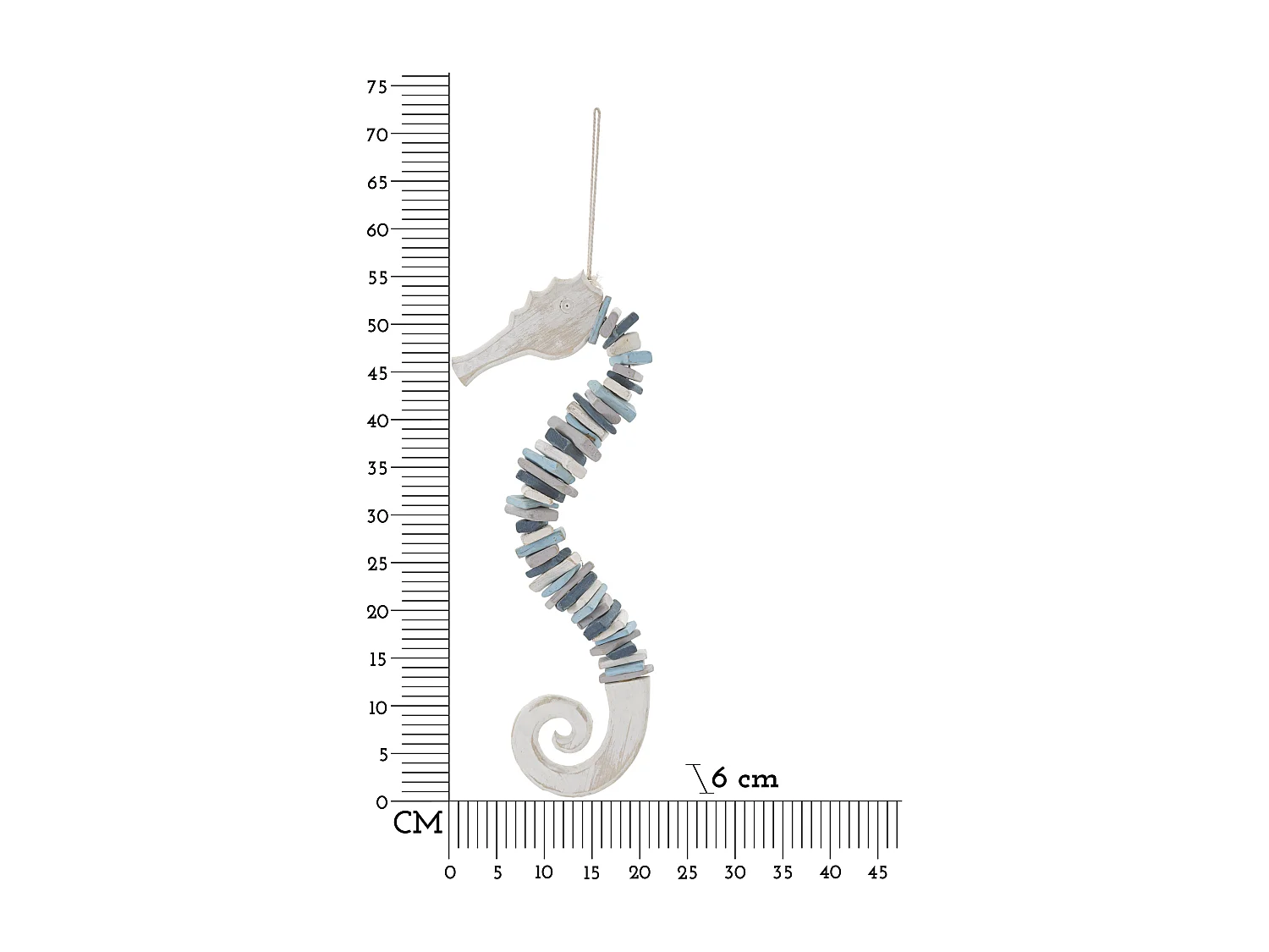 Décoration Murale en Bois "Hippocampe" 55cm Multicolore