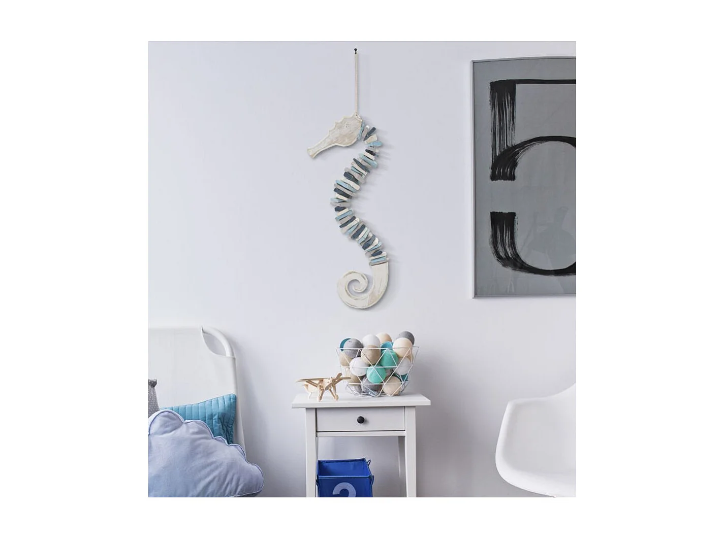 Décoration Murale en Bois "Hippocampe" 55cm Multicolore