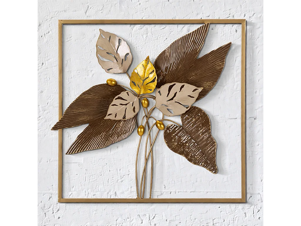 3D-Dekopaneel Blätter aus Metall goldfarben 50,2x5,1x50,2 cm