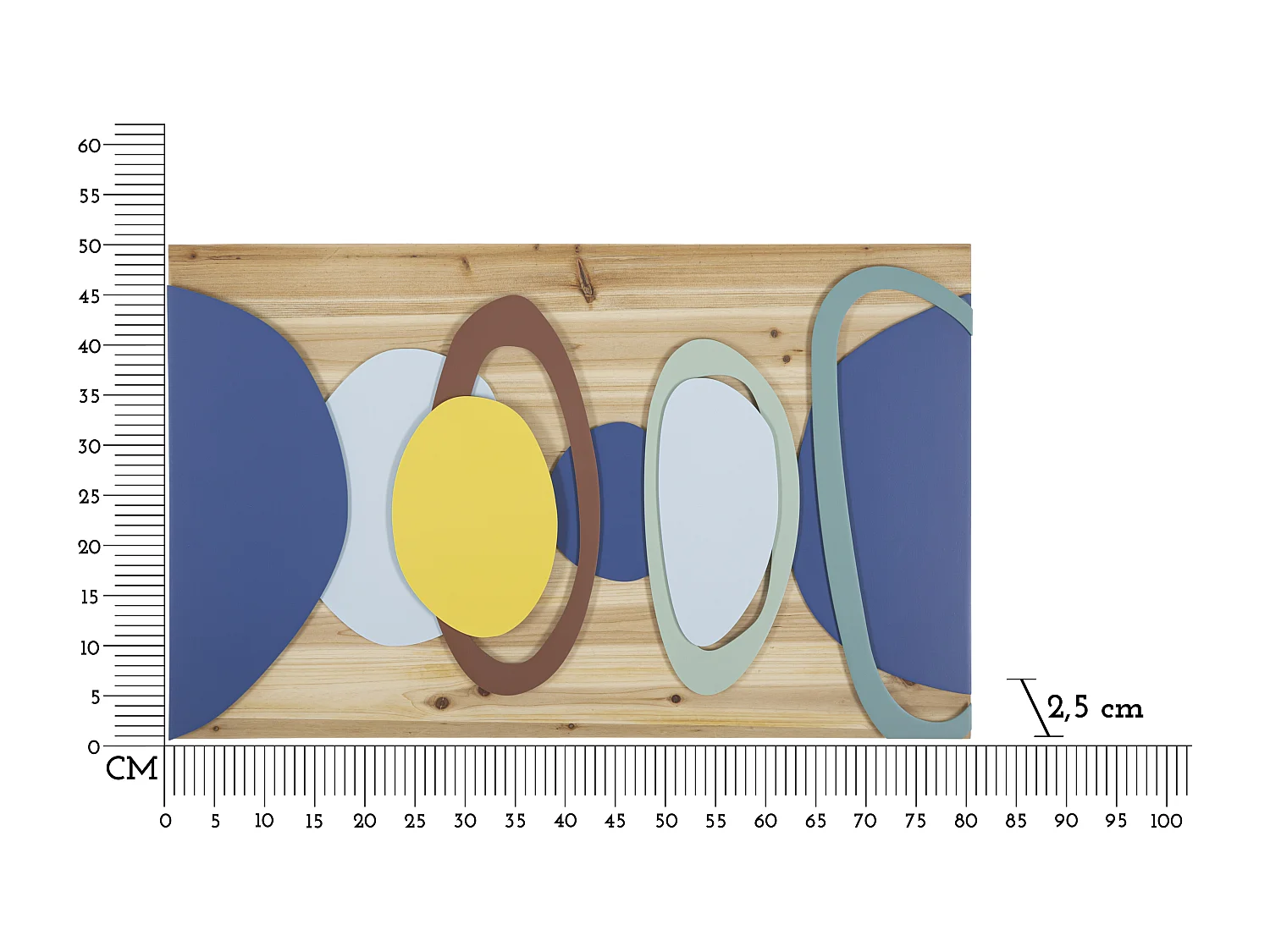 Décoration Murale en Bois "Color" 80cm Multicolore