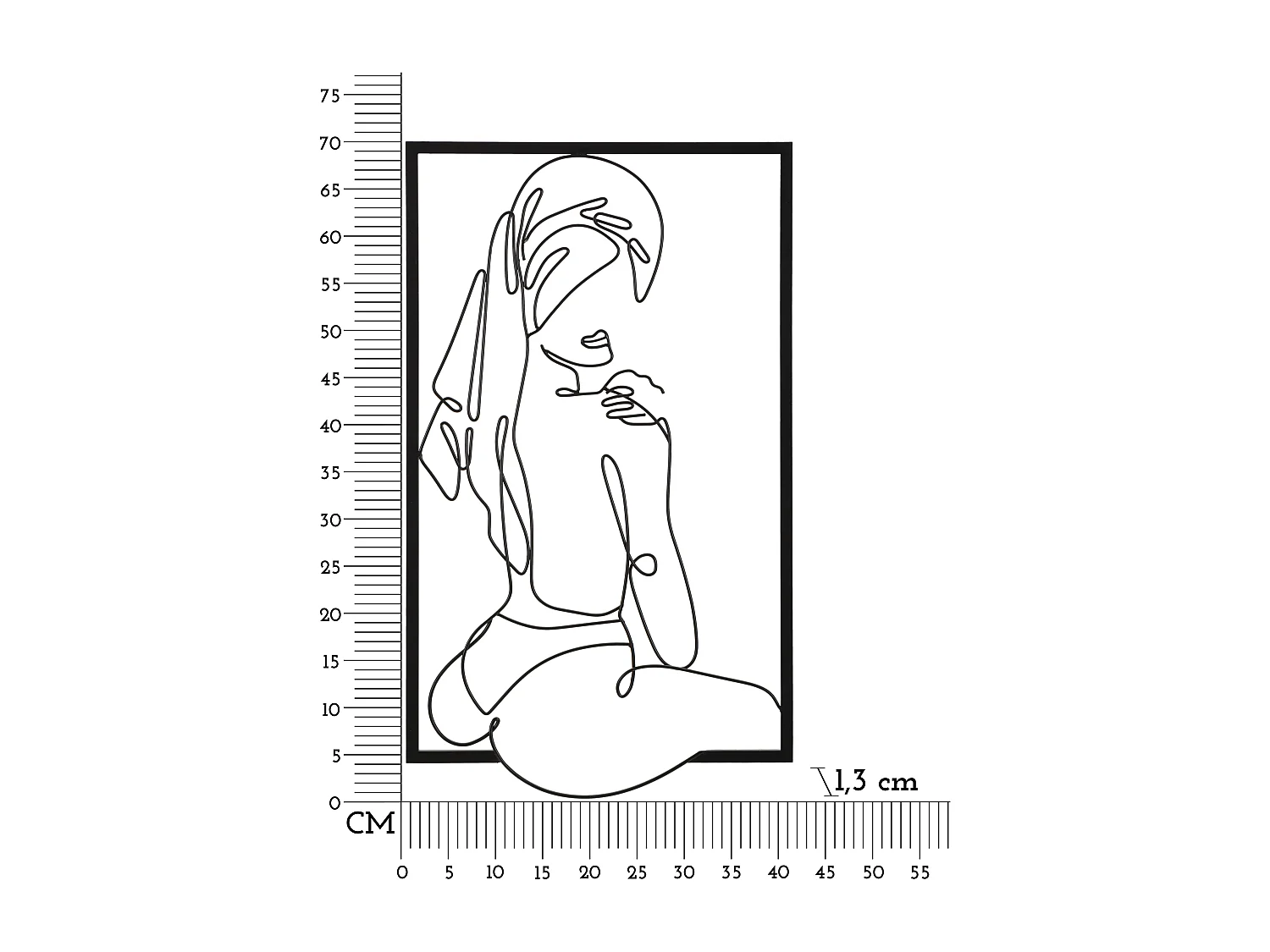 Pannello decorativo 3D in metallo nero ragazza cm 40x1,3x70