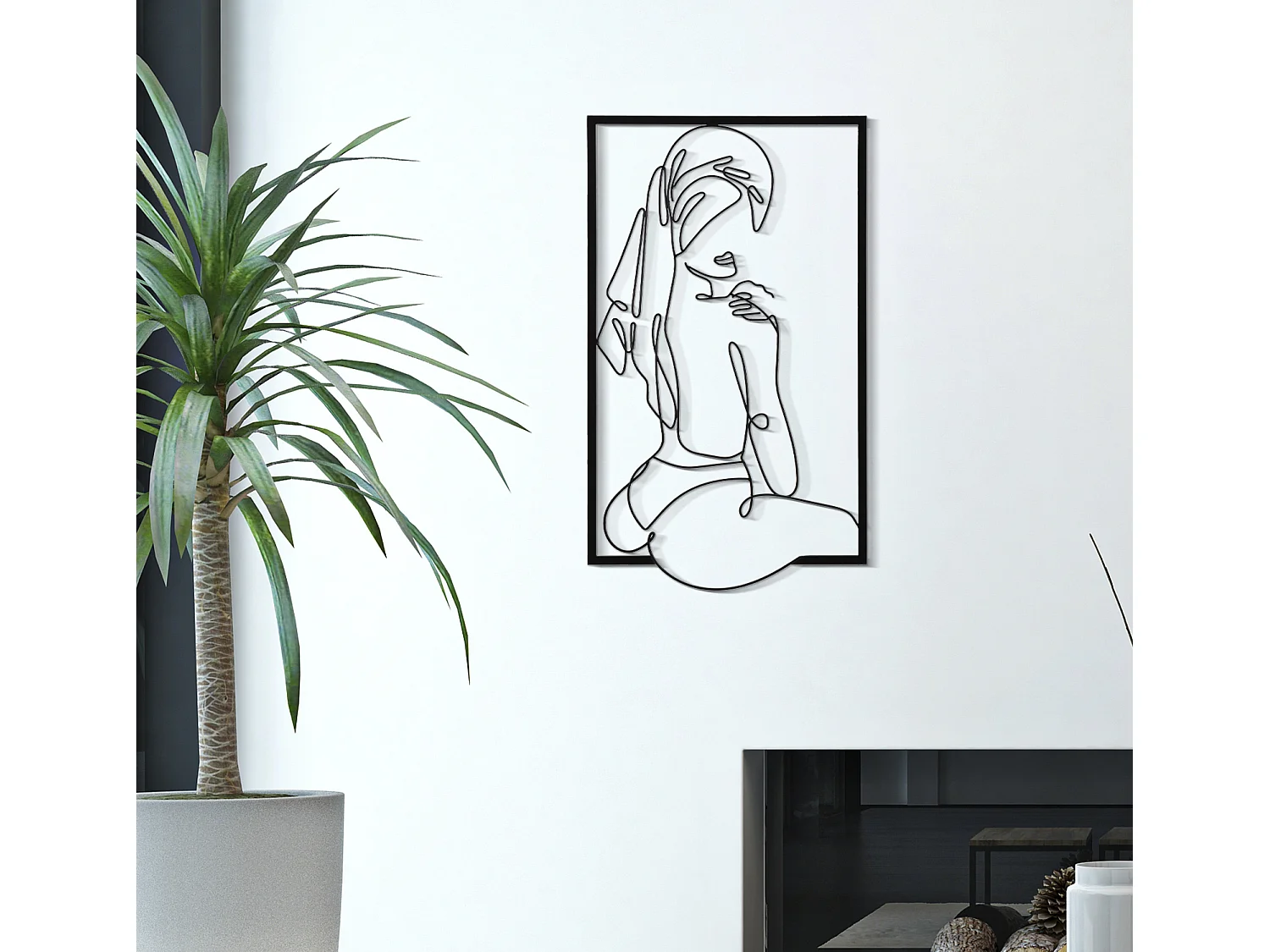 Décoration Murale Encadrée en Métal "Muro Towel" 70cm Noir