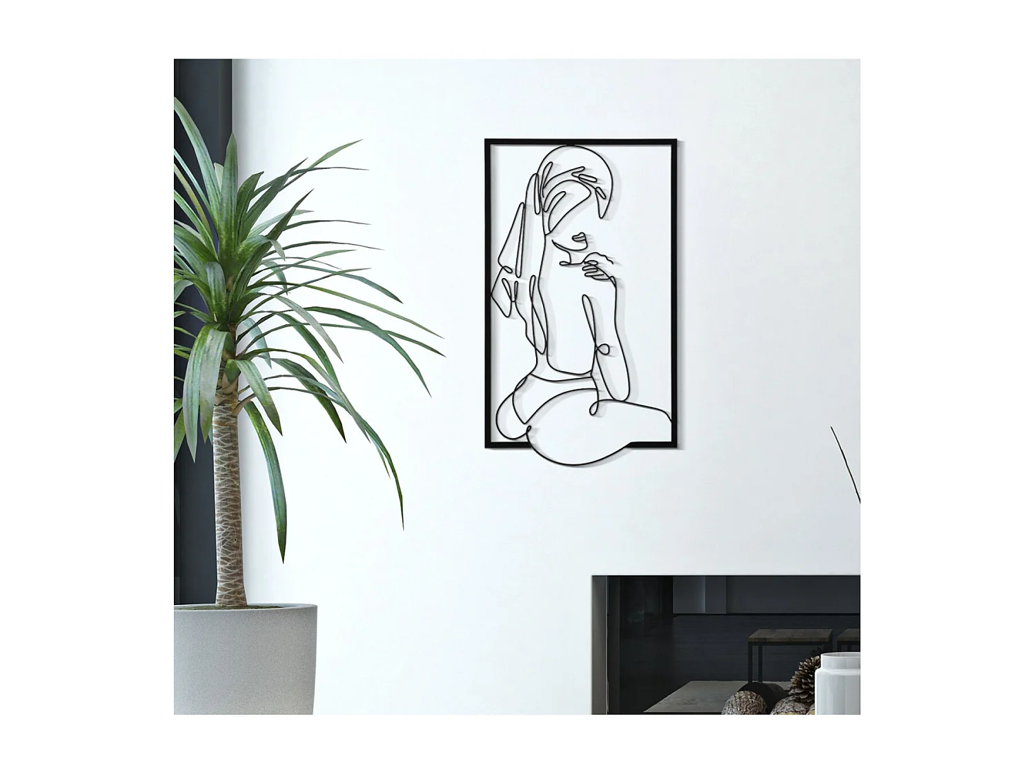 Décoration Murale Encadrée en Métal "Muro Towel" 70cm Noir