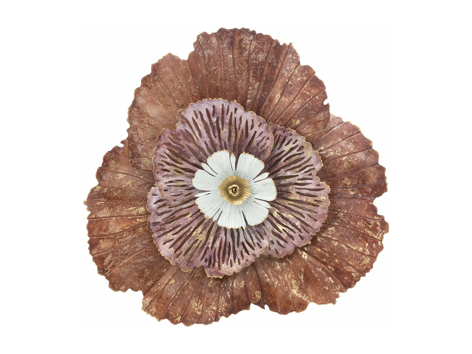 Pannello decorativo fiore 3D in metallo multicolore 73,5x11x72