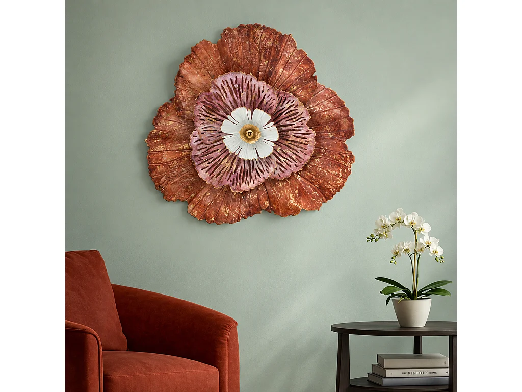 3D-Dekopaneel Blume aus Metall mehrfarbig 73,5x11x72 cm
